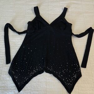 Y2K small Babydoll tank A. Byer Black cami tunic top Fairycore whimsigoth